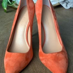 Orange suede heels from halston heritage